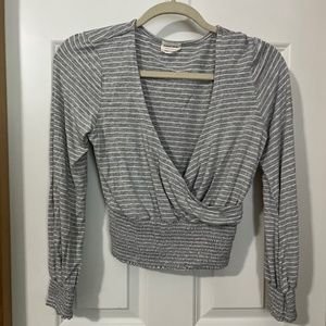 Emory Park LA Grey & White Stripe Long Sleeve Shirt S